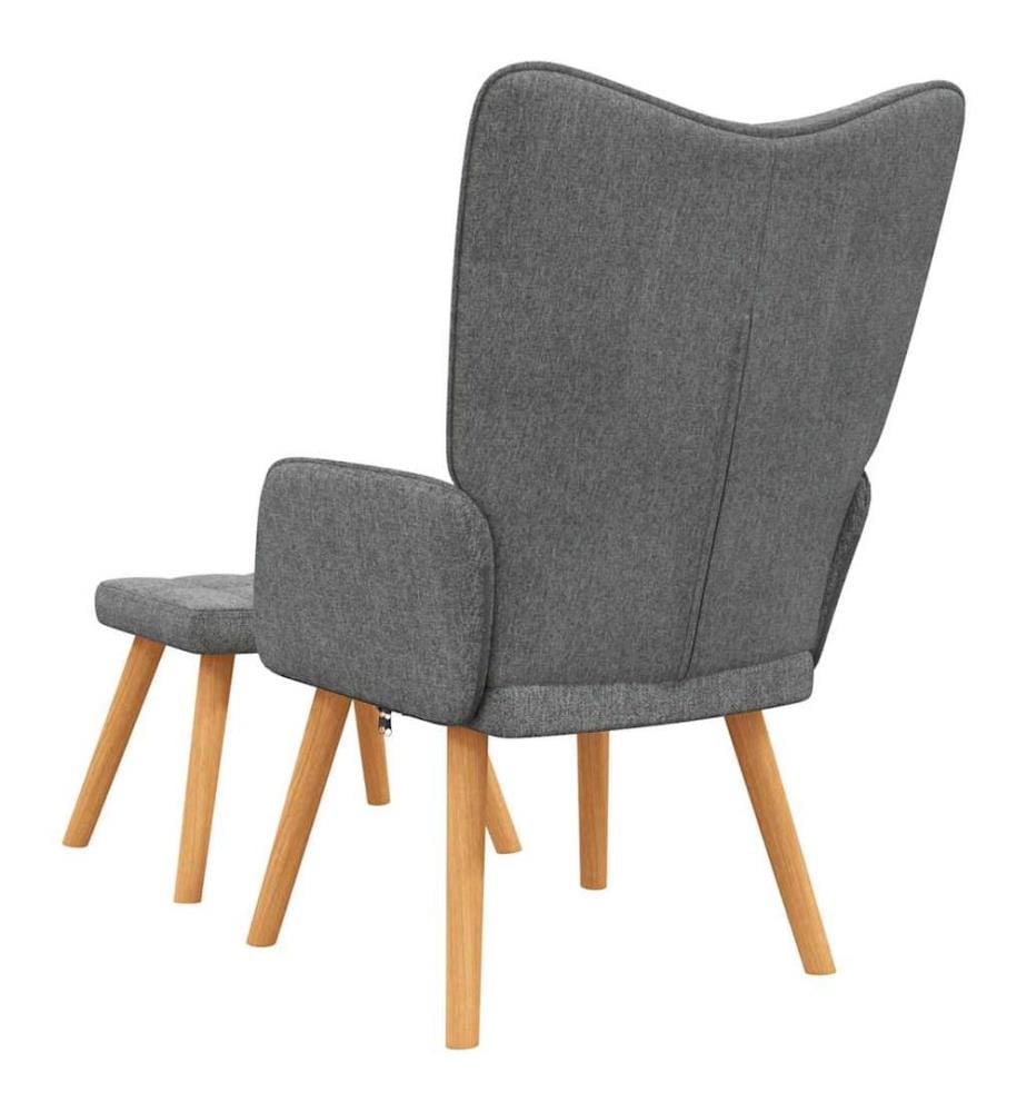 Chaise de relaxation avec tabouret Gris foncé Tissu
