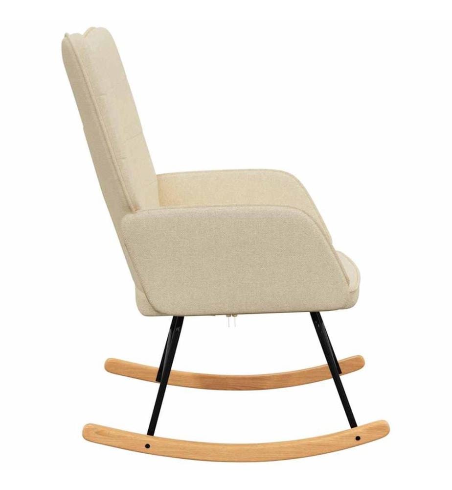 Schaukelstuhl Creme Stoff