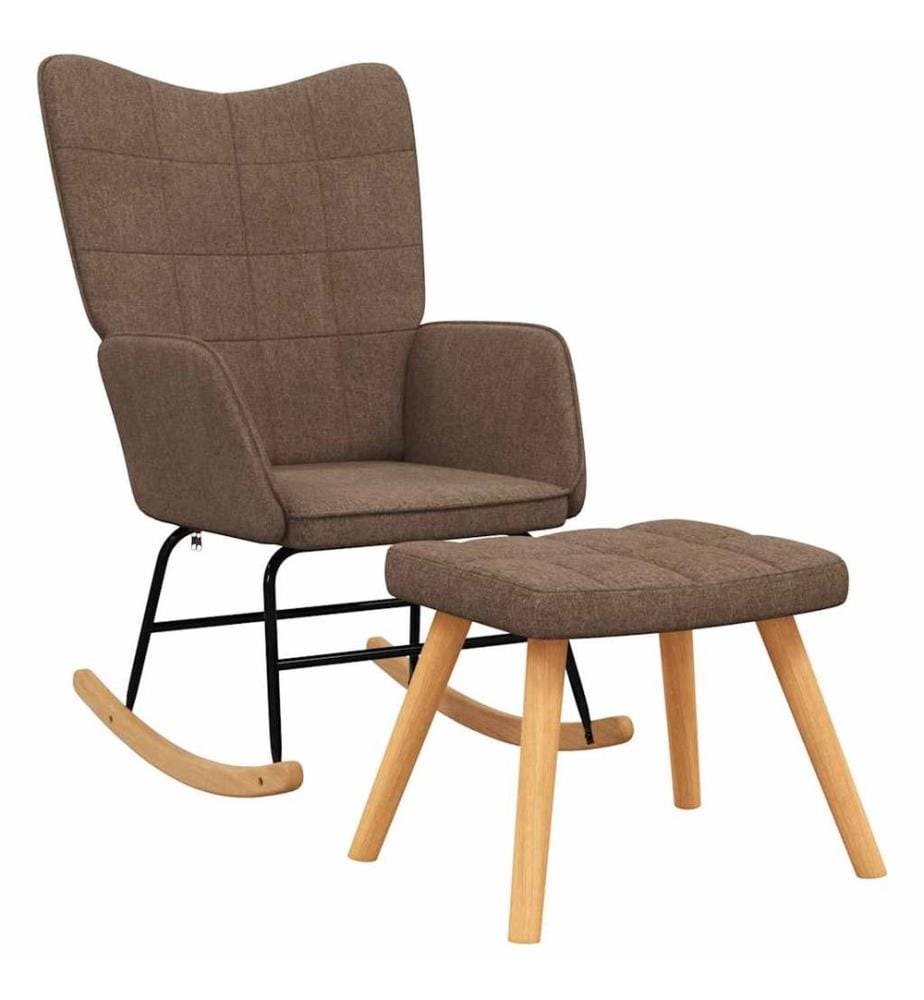 Schaukelsessel mit Hocker Braun Stoff