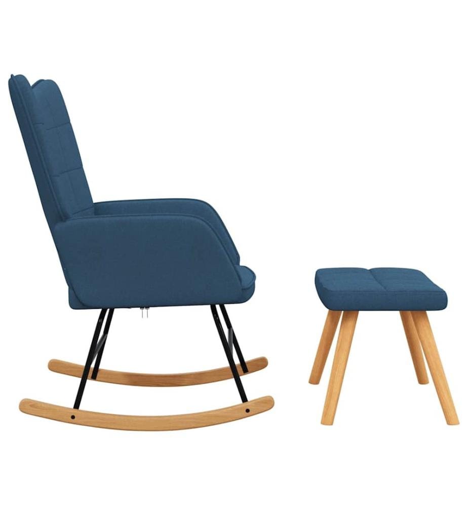 Schaukelsessel mit Hocker Blau Stoff
