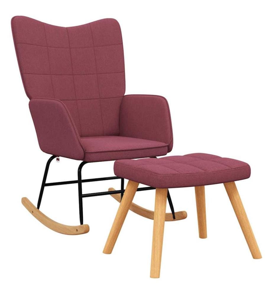 Chaise à bascule avec tabouret Rouge bordeaux Tissu