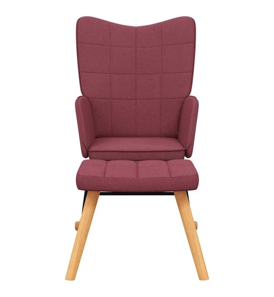 Chaise à bascule avec tabouret Rouge bordeaux Tissu