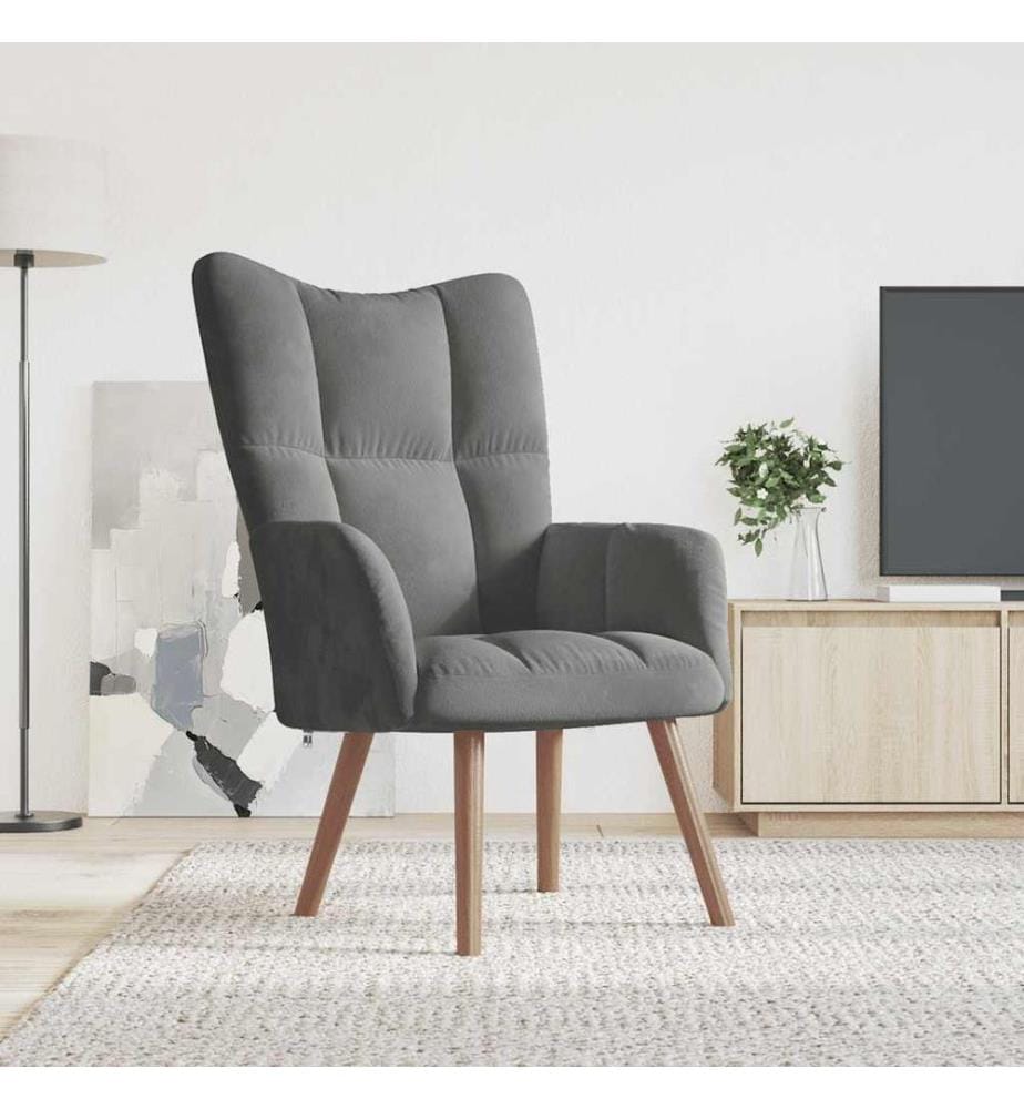 Chaise de relaxation Gris foncé Velours
