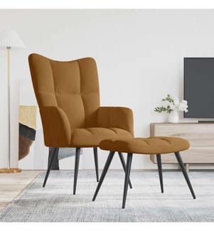 Chaise de relaxation avec tabouret Marron Velours