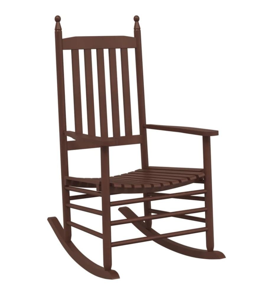 Chaise à bascule avec table pliable marron bois massif peuplier