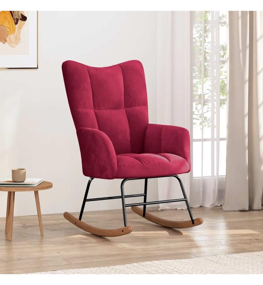 Chaise à bascule Rouge bordeaux Velours