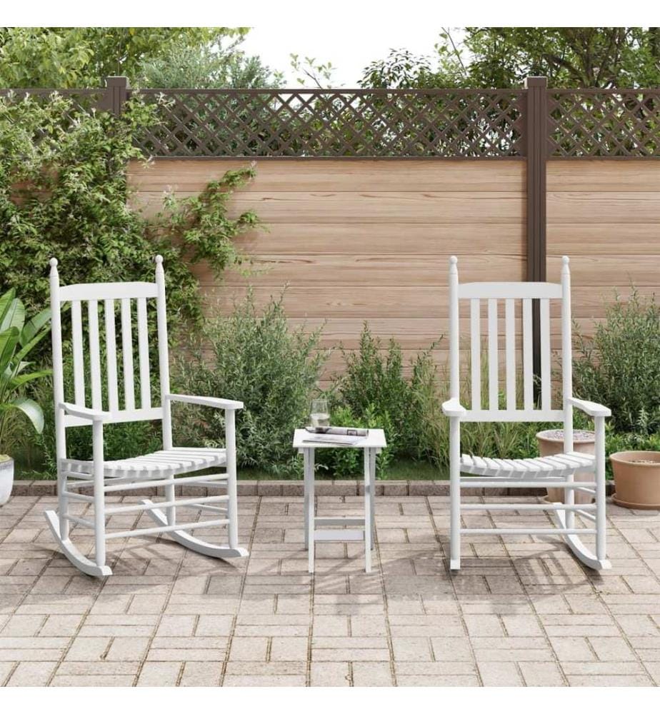 Chaises à bascule lot de 2 table pliable blanc massif peuplier