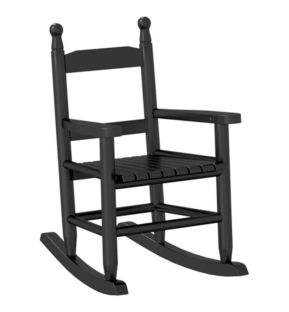 Schaukelstuhl für Kinder 2 Stk. Schwarz Massivholz Pappel