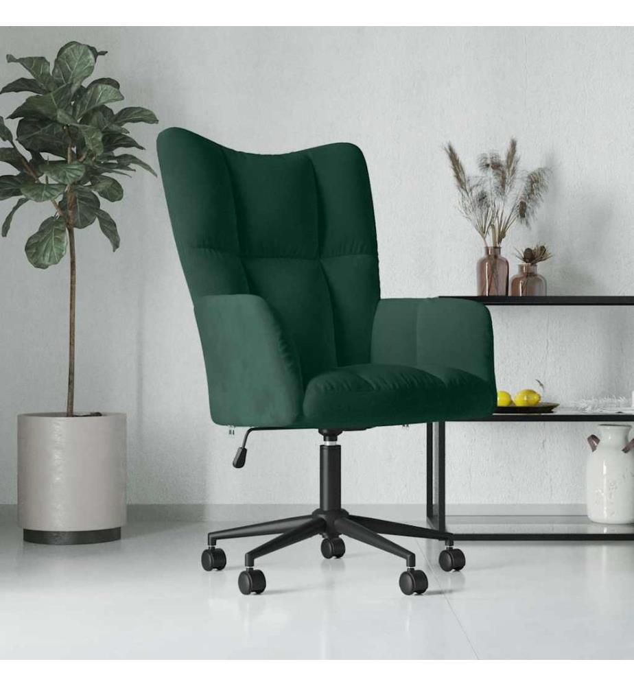 Chaise de relaxation Vert foncé Velours