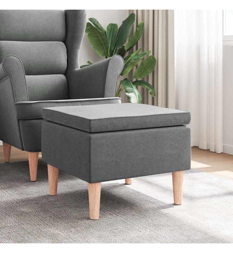 Tabouret avec pieds en bois Gris foncé Tissu