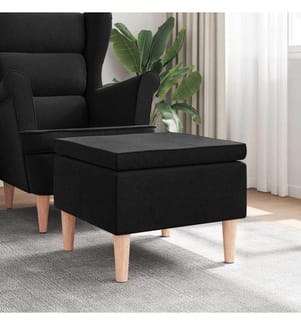 Tabouret avec pieds en bois Noir Tissu