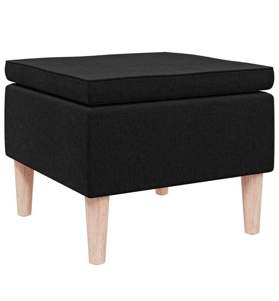 Tabouret avec pieds en bois Noir Tissu