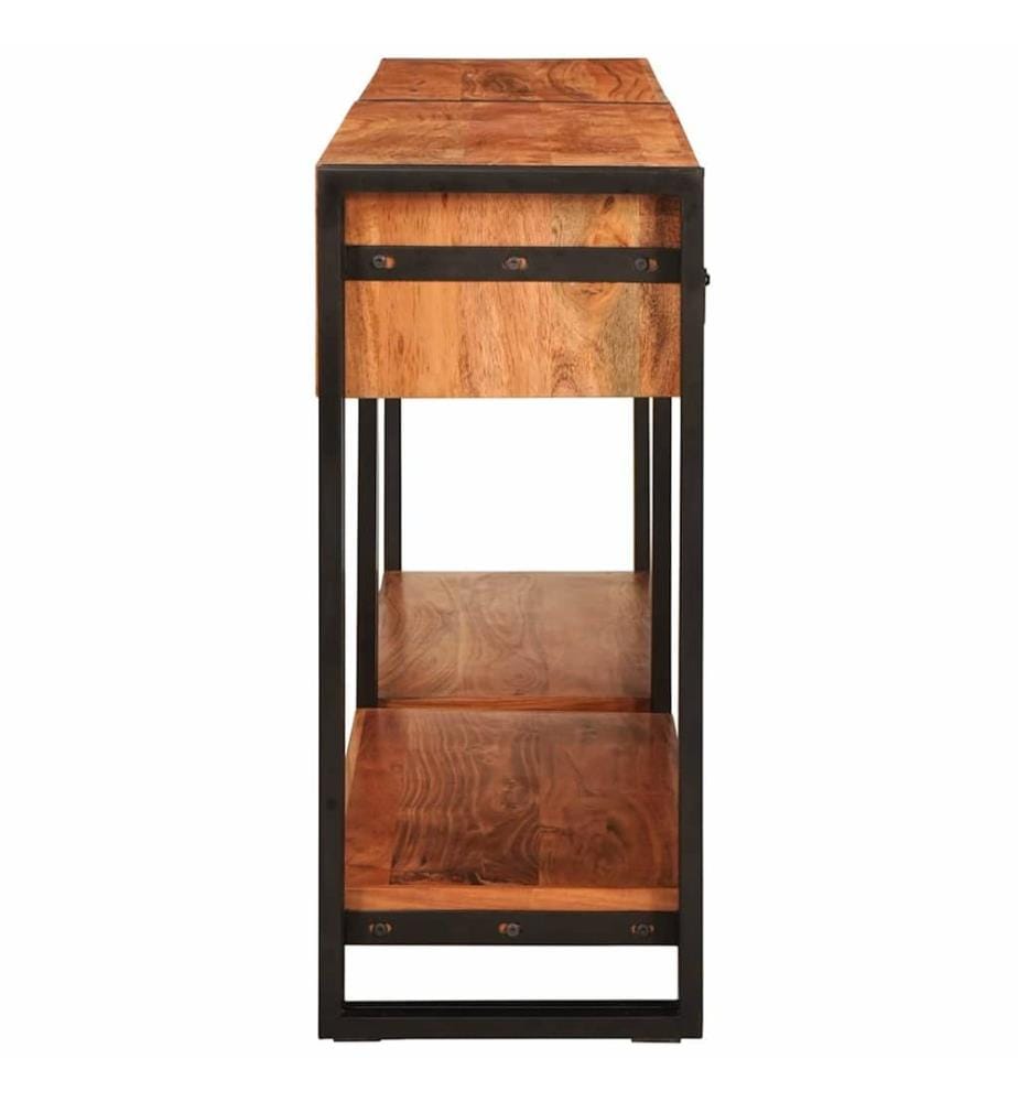 Tables console avec tiroir 2 pcs Marron Bois d'Acacia Massif