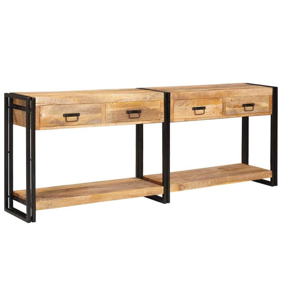 Tables console avec tiroir 2 pcs Marron Bois de mangue massif