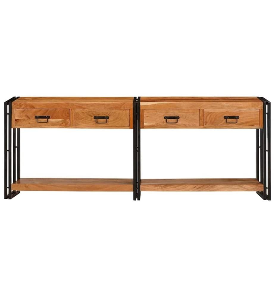 Tables console avec tiroir 2 pcs Marron Bois d'Acacia Massif
