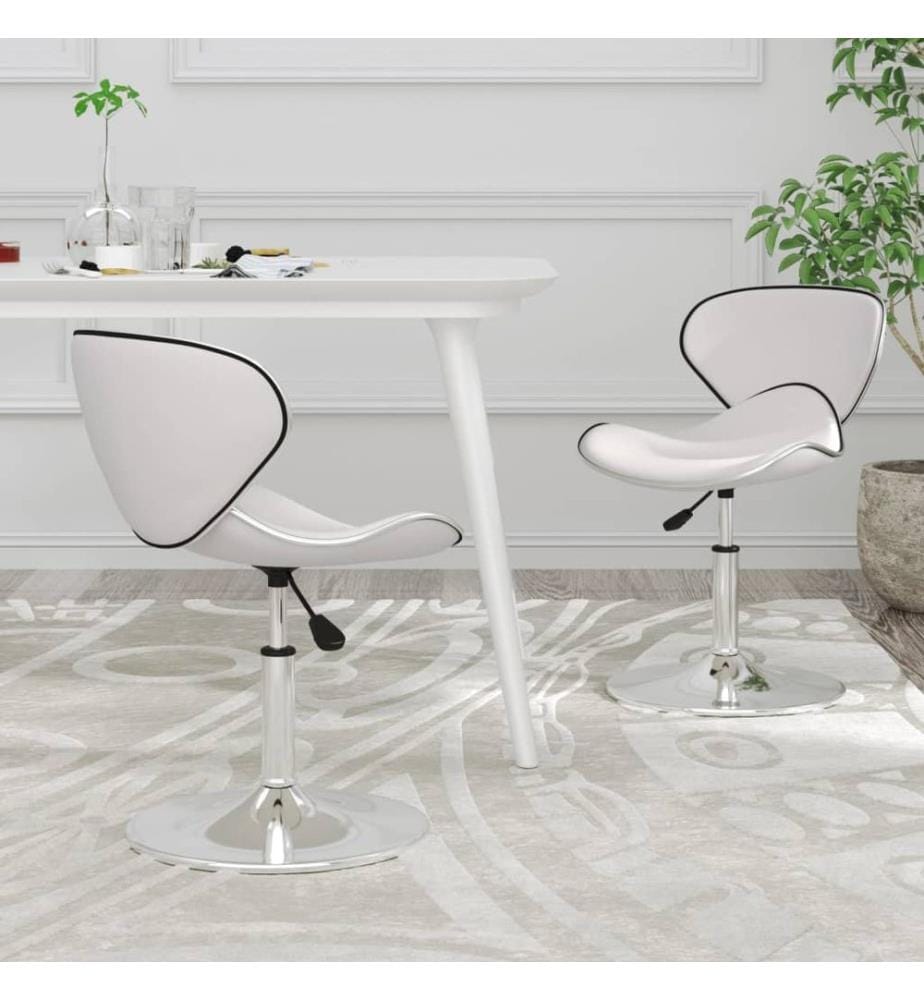 Chaises à manger lot de 2 blanc similicuir