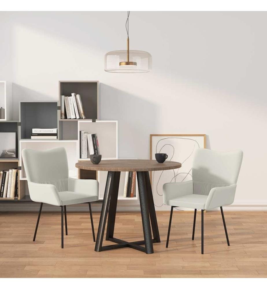 Esszimmerstühle 2 Stk. Creme Samt