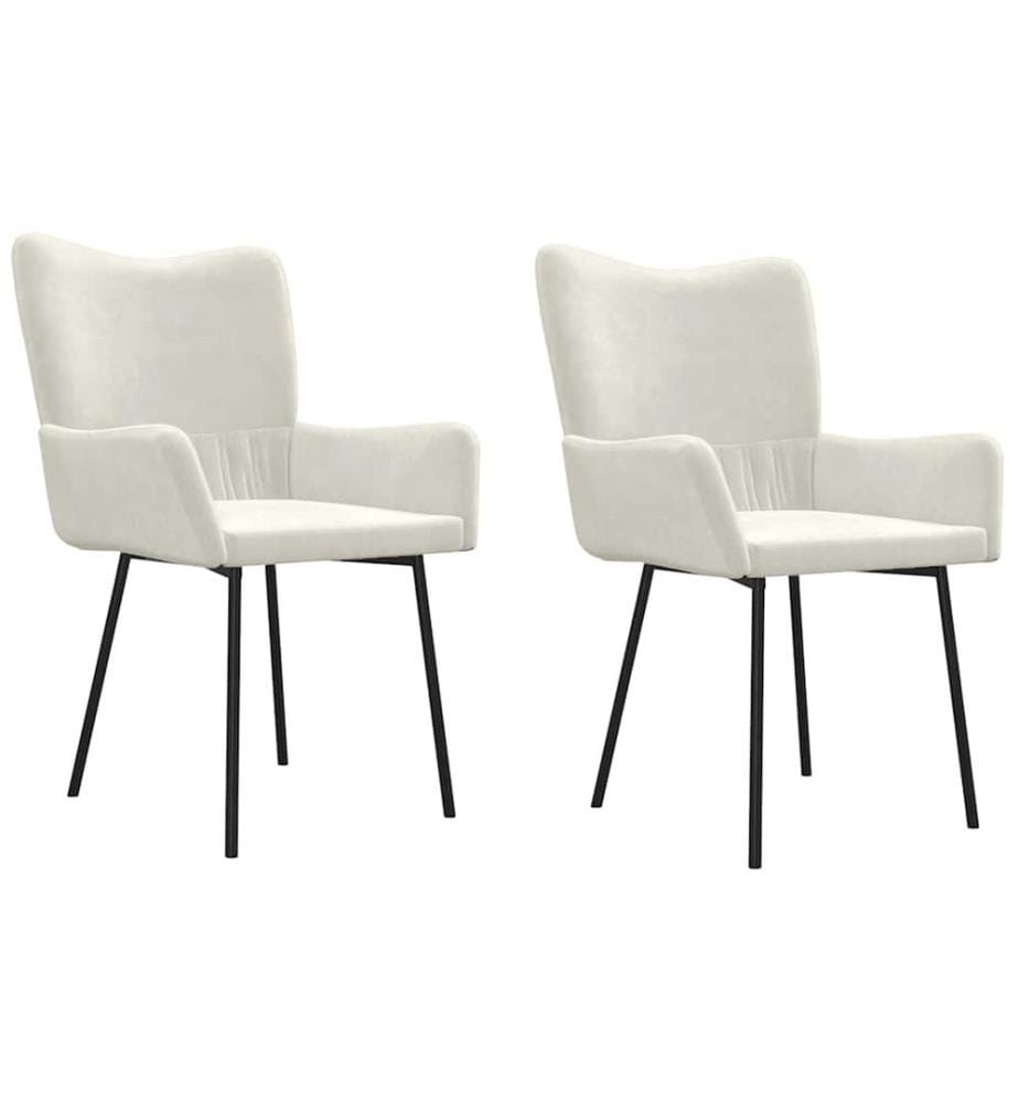 Esszimmerstühle 2 Stk. Creme Samt