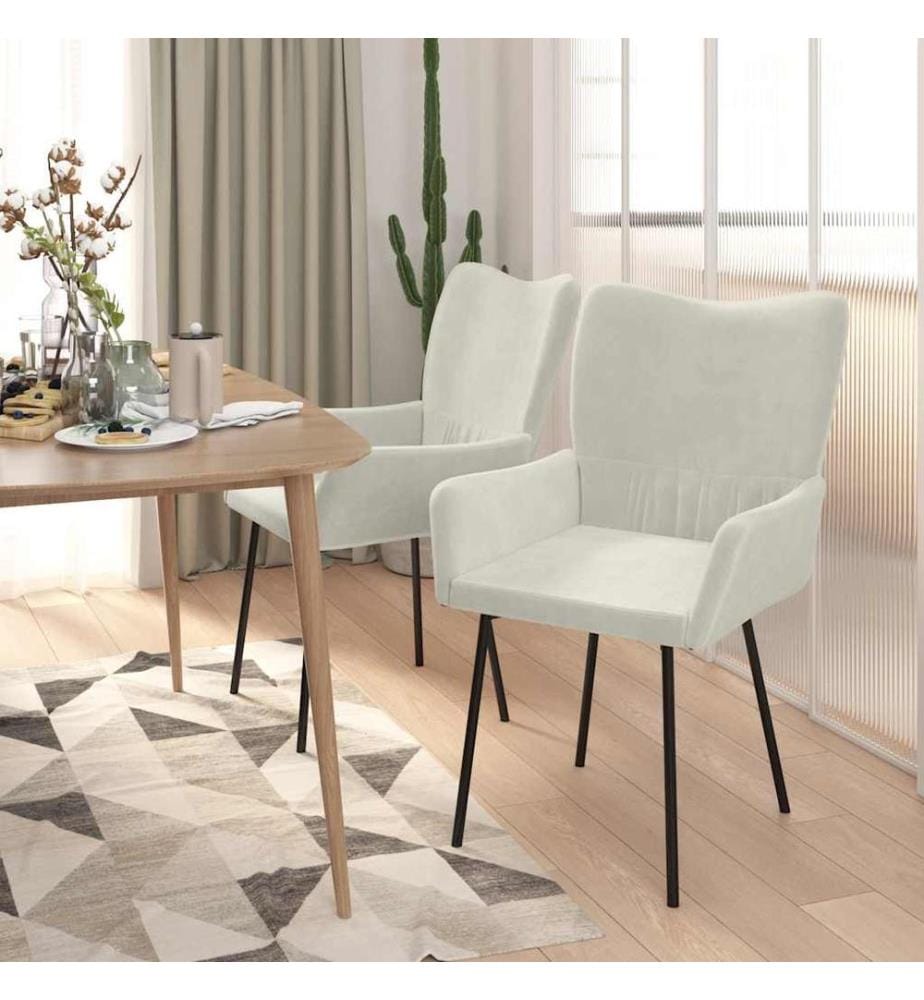 Esszimmerstühle 2 Stk. Creme Samt