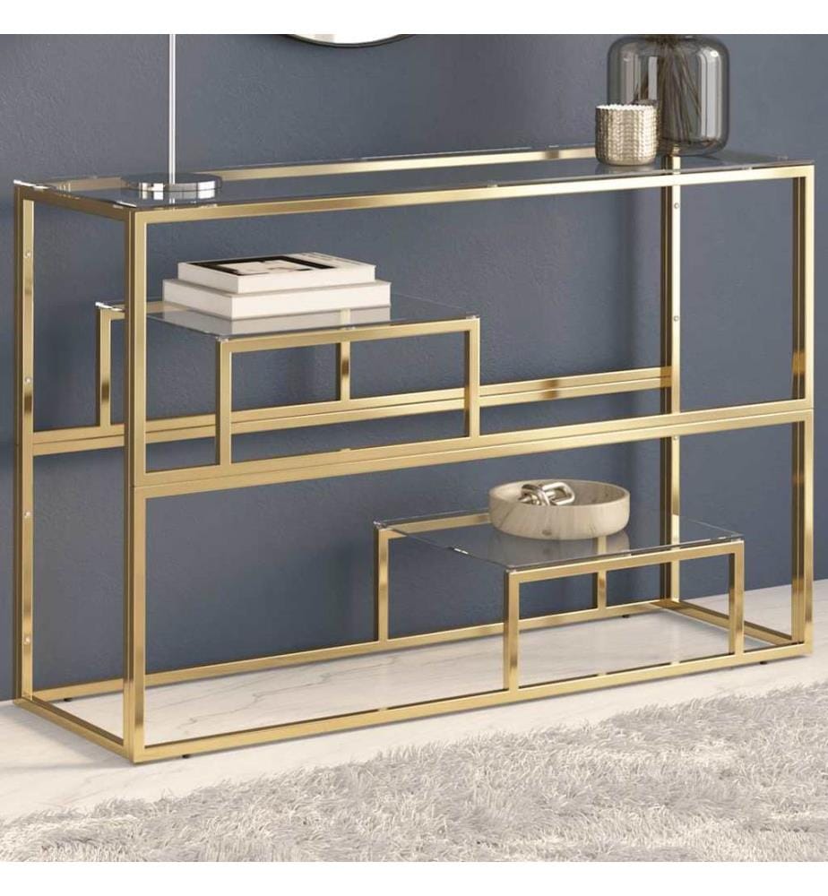 Konsolentisch Golden Edelstahl und Hartglas
