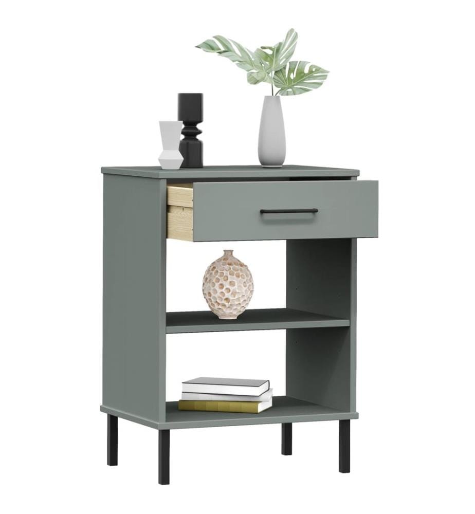 Armoire console avec pieds en métal Gris Bois pin massif OSLO