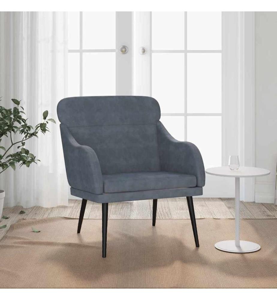 Fauteuil Gris foncé 63x76x80 cm Velours