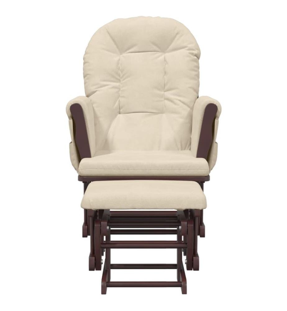 Schaukelsessel mit Hocker Gleitend Cremeweiss Stoff
