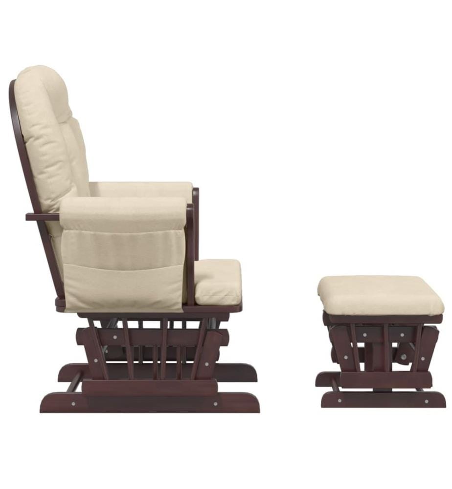 Schaukelsessel mit Hocker Gleitend Cremeweiss Stoff
