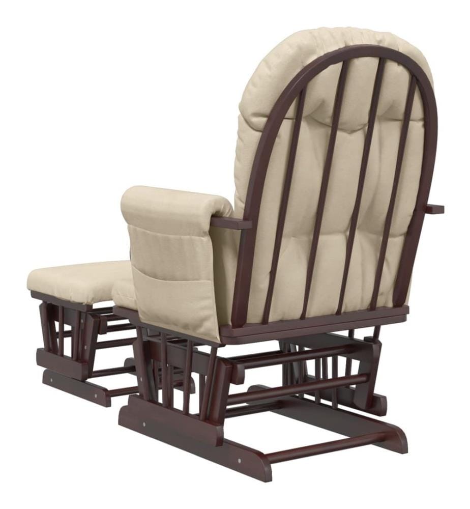 Schaukelsessel mit Hocker Gleitend Cremeweiss Stoff
