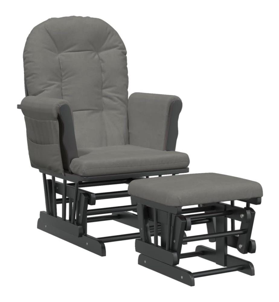 Schaukelsessel mit Hocker Gleitend Dunkelgrau Stoff