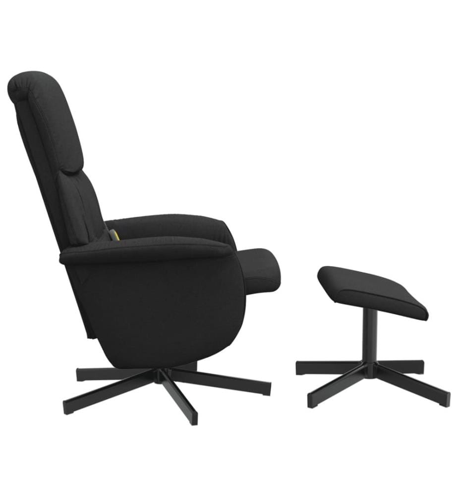 Fauteuil de massage inclinable avec repose-pied noir tissu