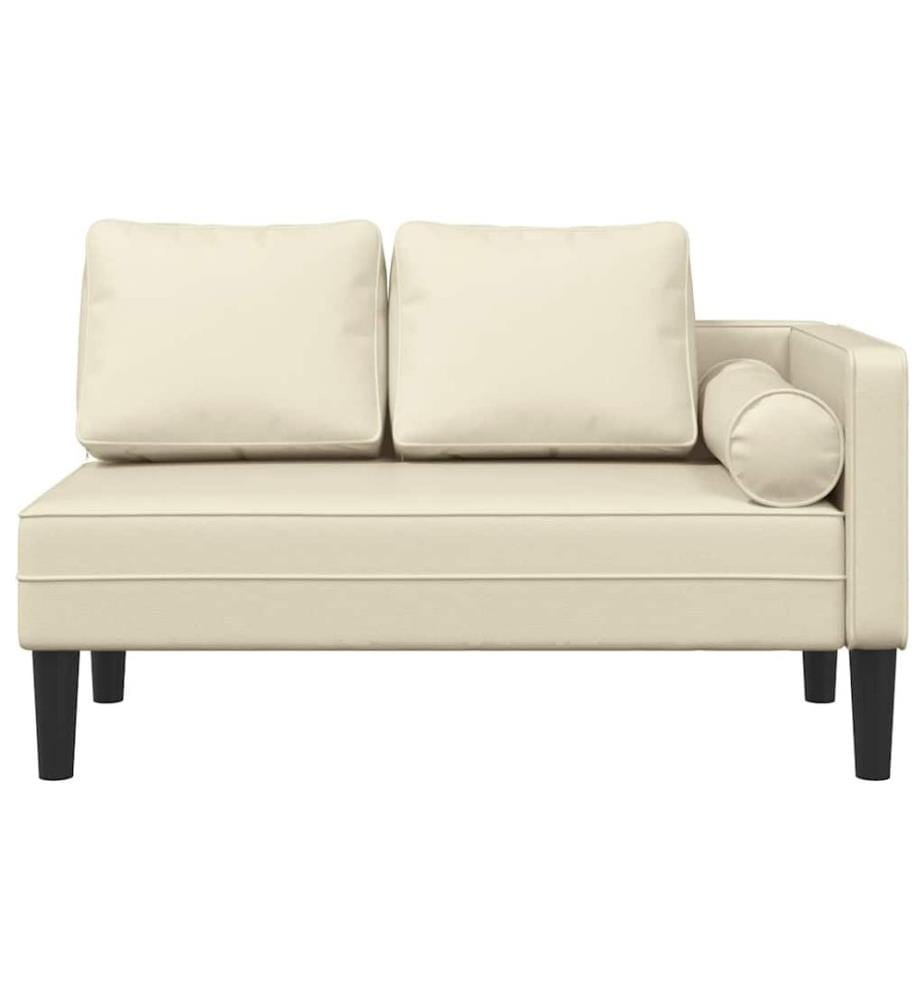 Chaise longue avec coussins crème similicuir