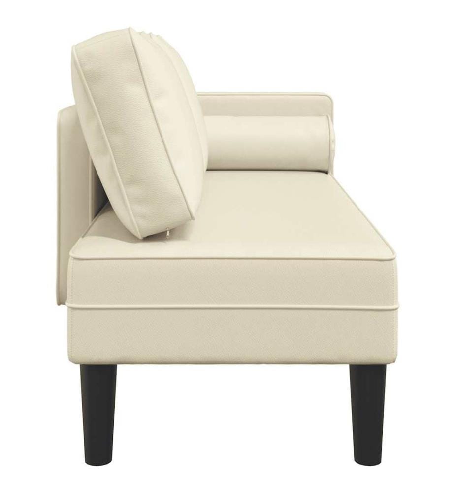 Chaise longue avec coussins crème similicuir