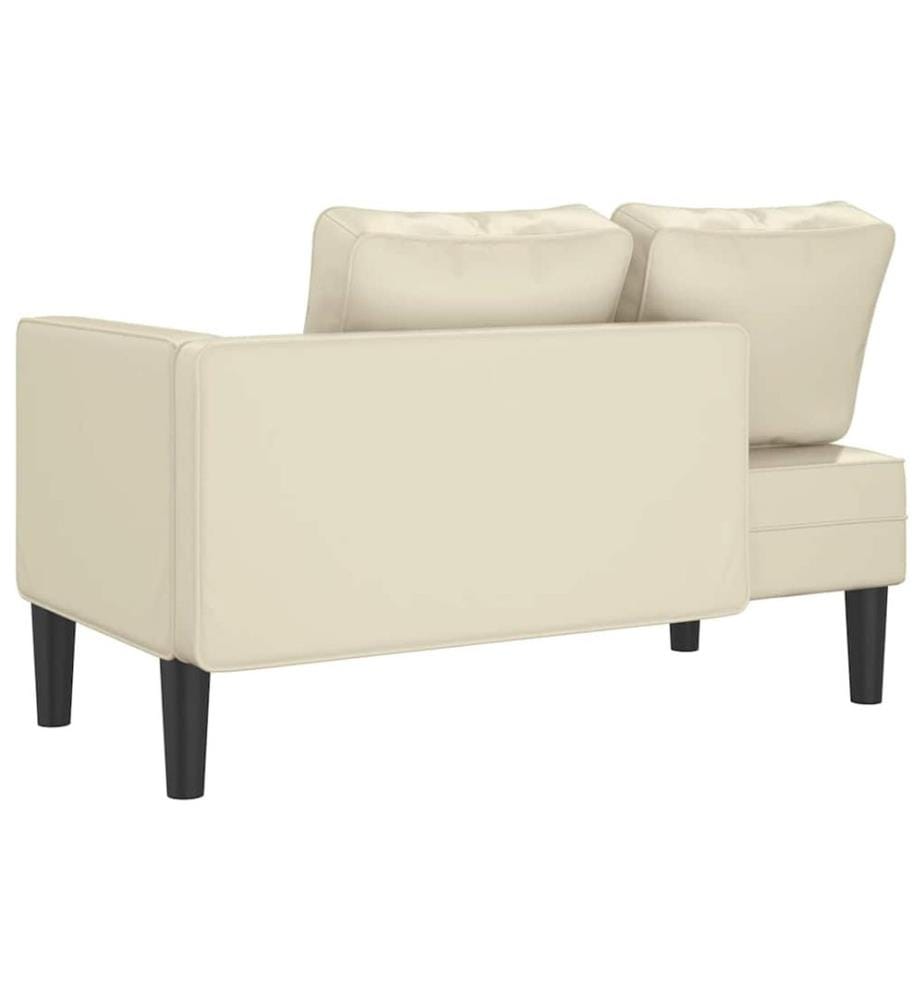 Chaise longue avec coussins crème similicuir