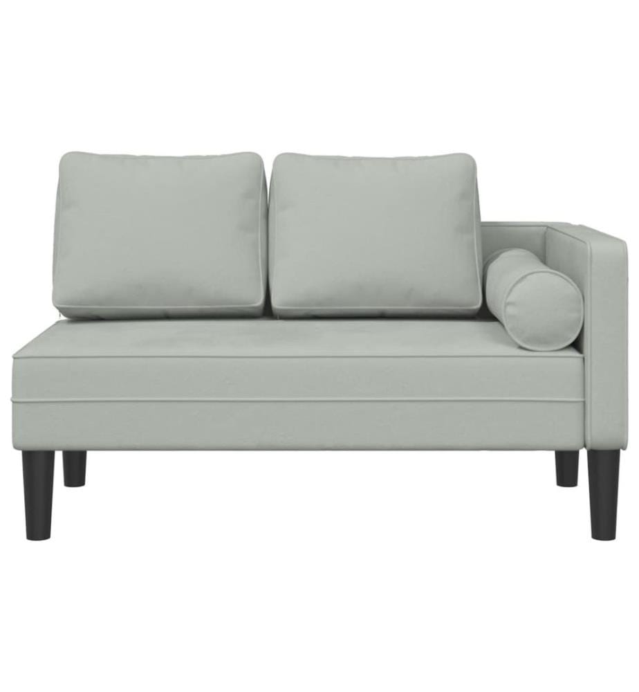 Chaise longue avec coussins gris clair velours