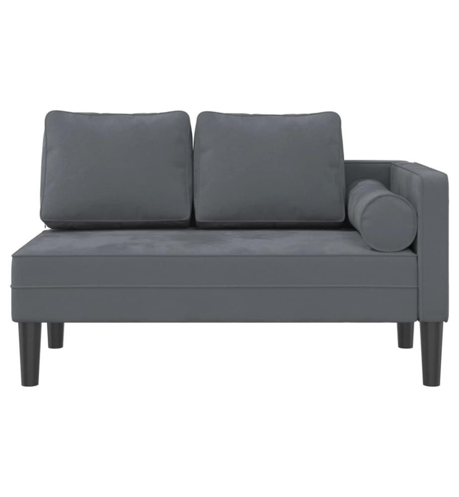 Chaise longue avec coussins gris foncé velours