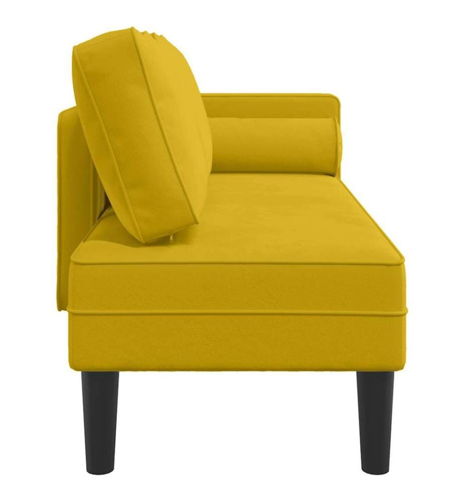 Chaise longue avec coussins jaune velours