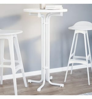 Bartisch Weiss Ø60x110 cm Holzwerkstoff und Stahl