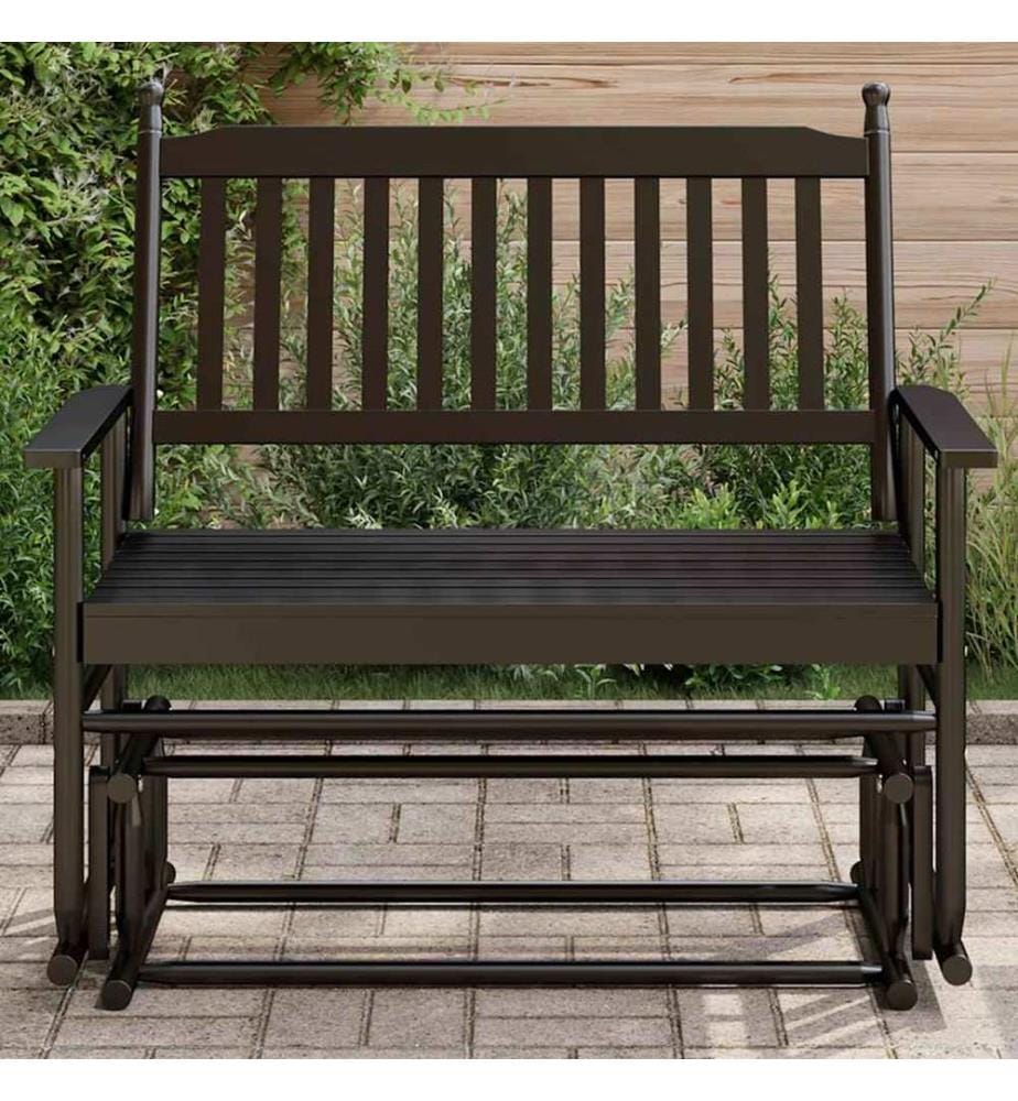 Schaukelbank Schwarz 118x70x104,5 cm Massivholz Pappel