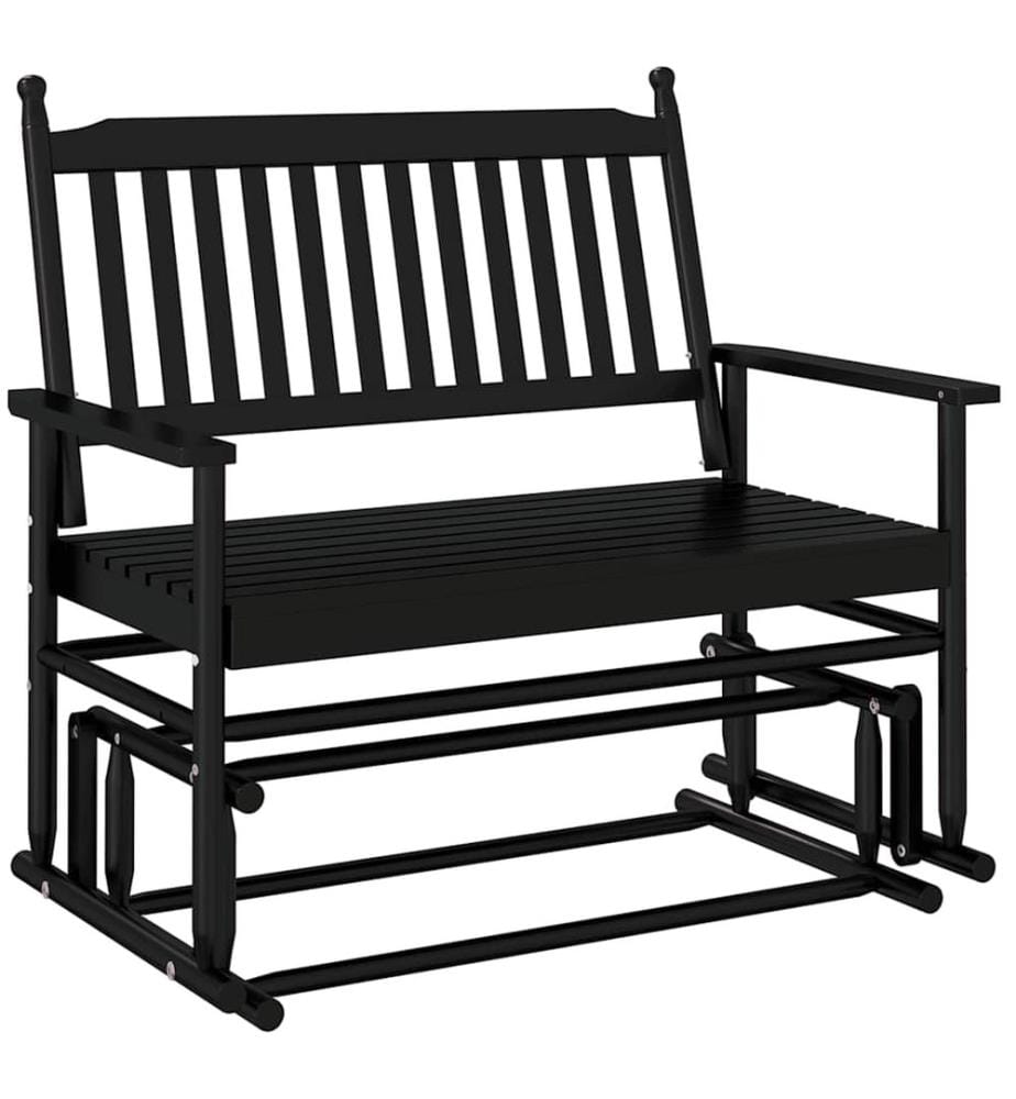 Schaukelbank Schwarz 118x70x104,5 cm Massivholz Pappel