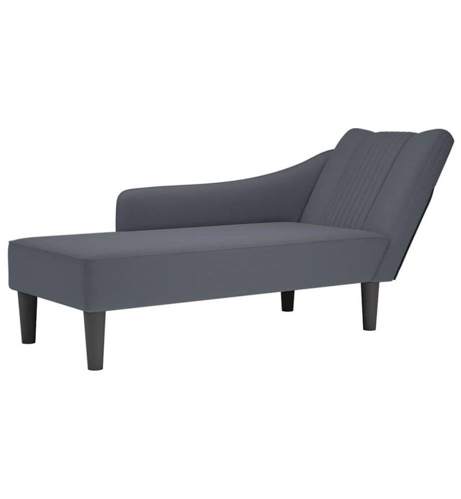 Fauteuil long avec accoudoir droit gris foncé velours