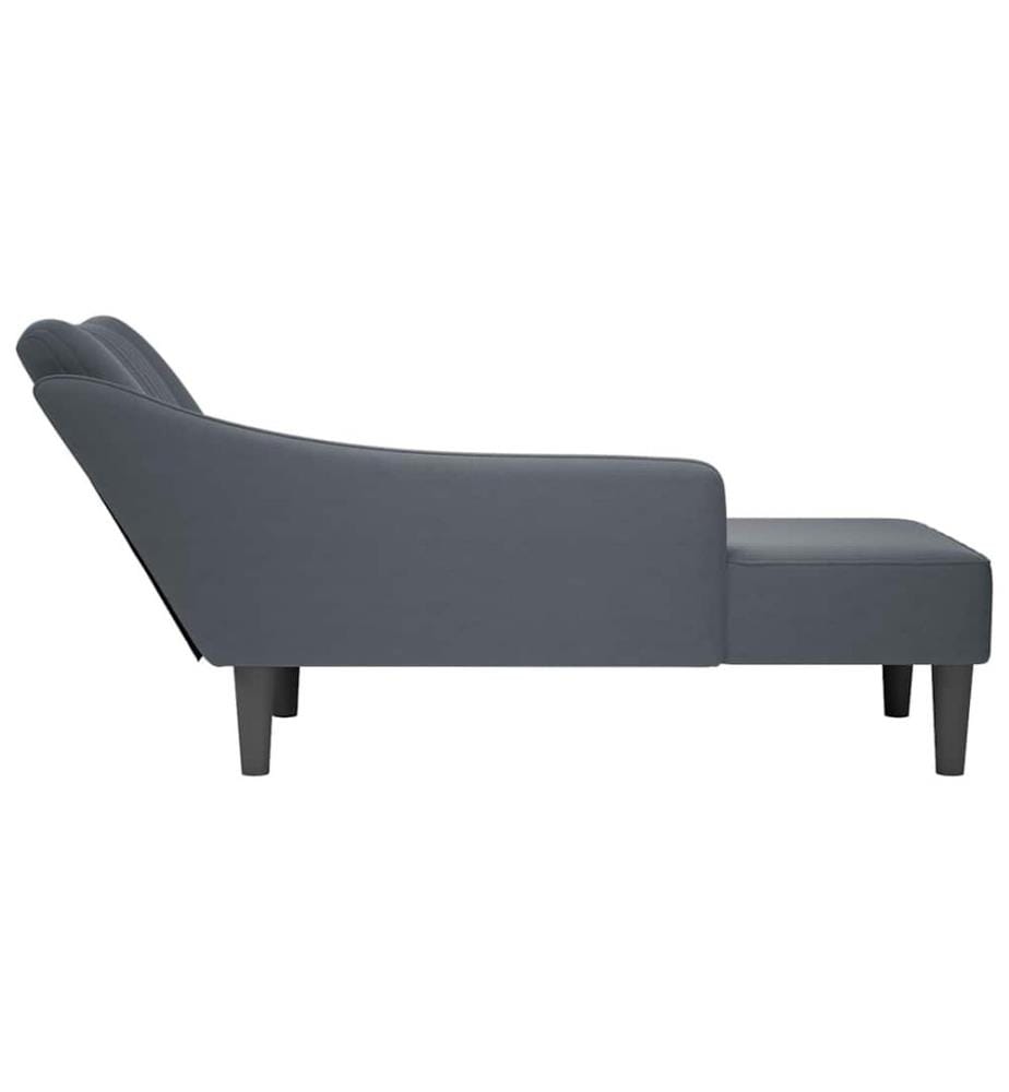 Fauteuil long avec accoudoir droit gris foncé velours
