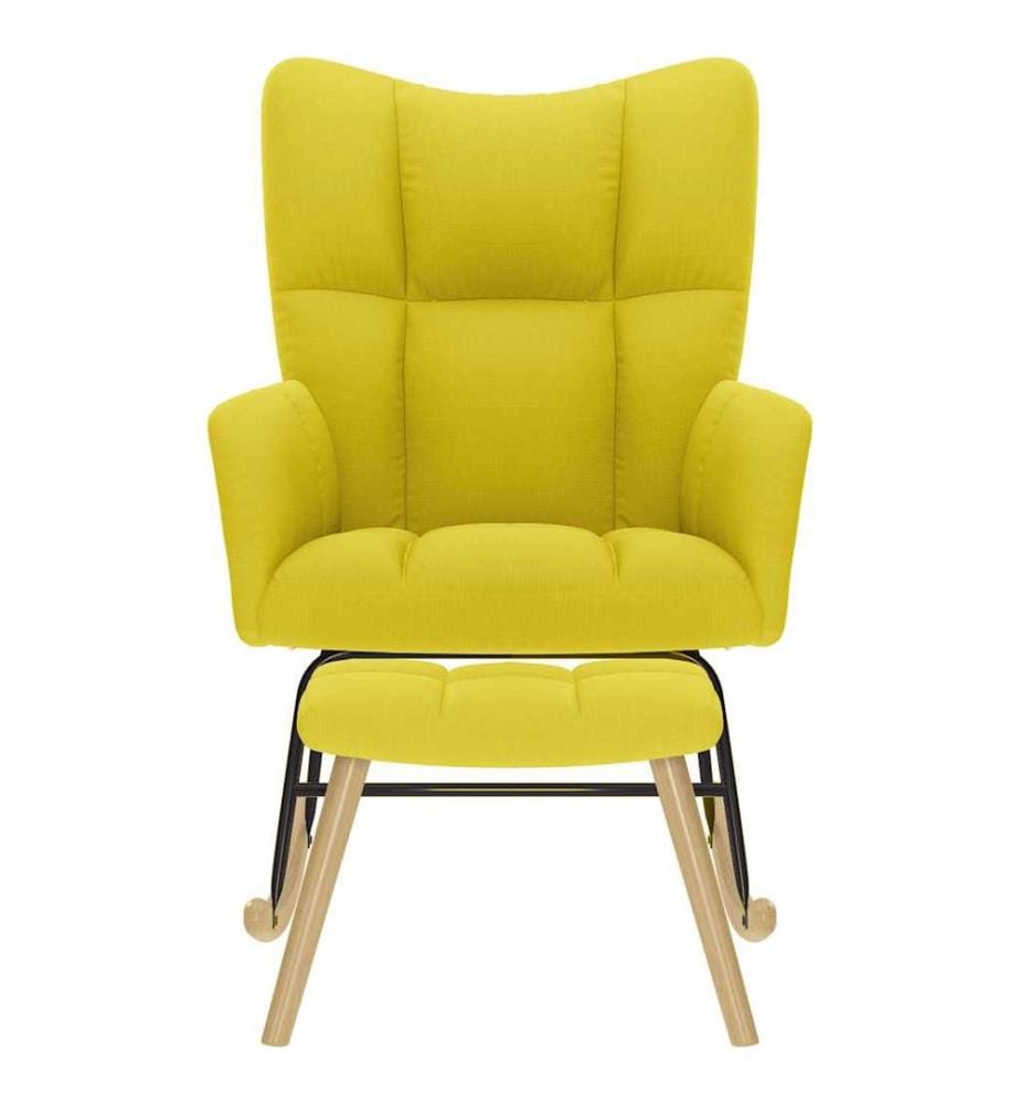 Chaise à bascule avec repose-pied jaune clair tissu