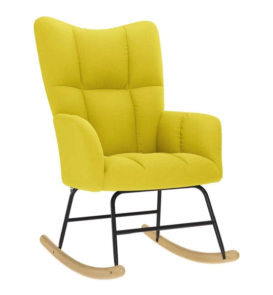 Chaise à bascule avec repose-pied jaune clair tissu