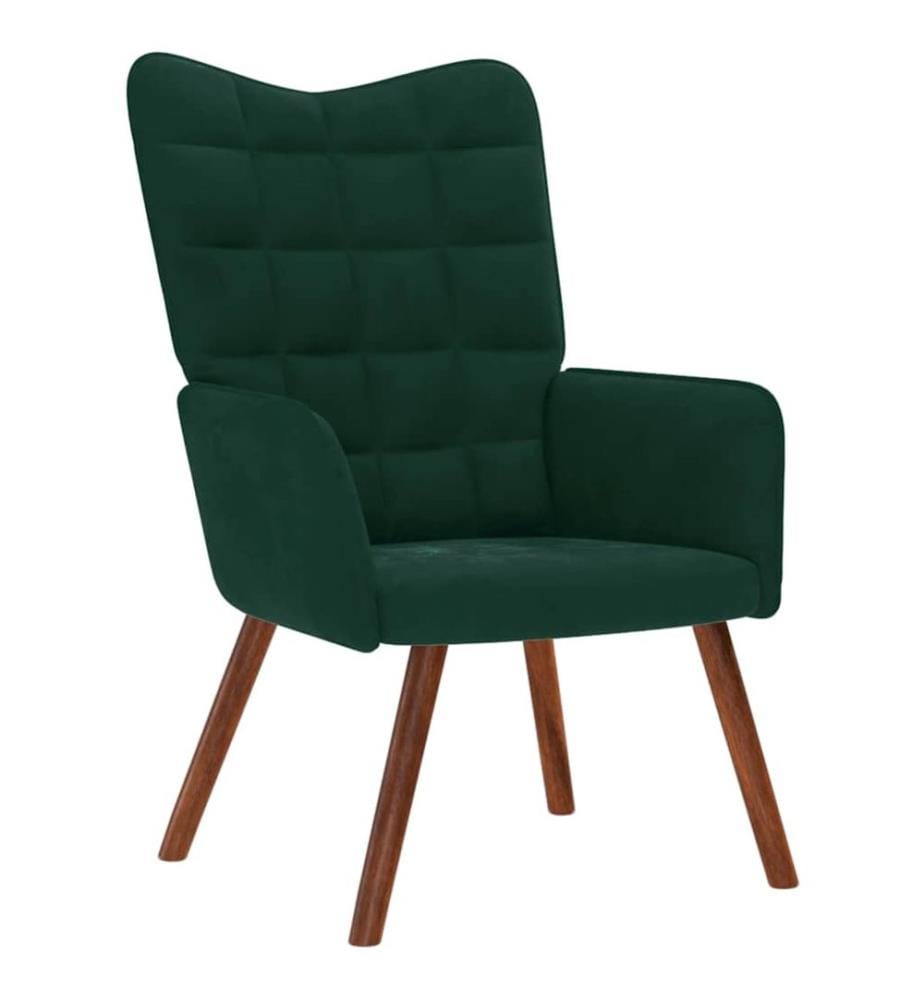 Fauteuil relax avec tabouret en velours vert foncé