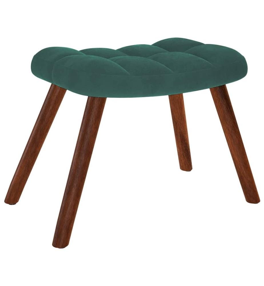 Fauteuil relax avec tabouret en velours vert foncé