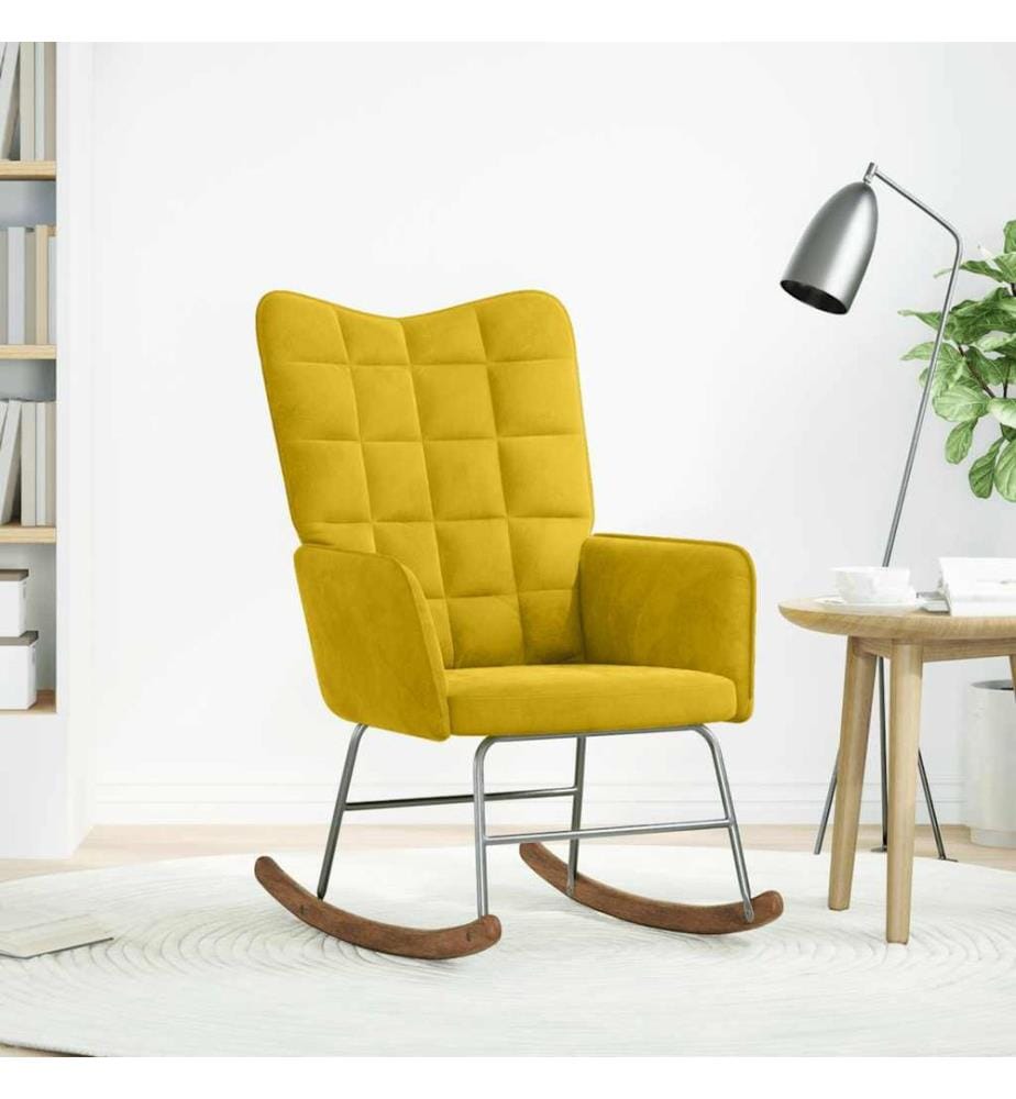 Chaise à bascule Jaune Velours