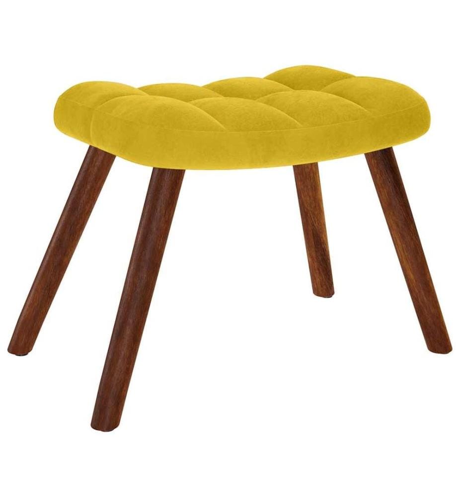 Chaise à bascule avec tabouret en velours jaune