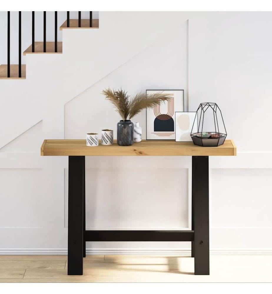 Table console NOAIN pieds en forme de A 120x30x75 cm massif pin