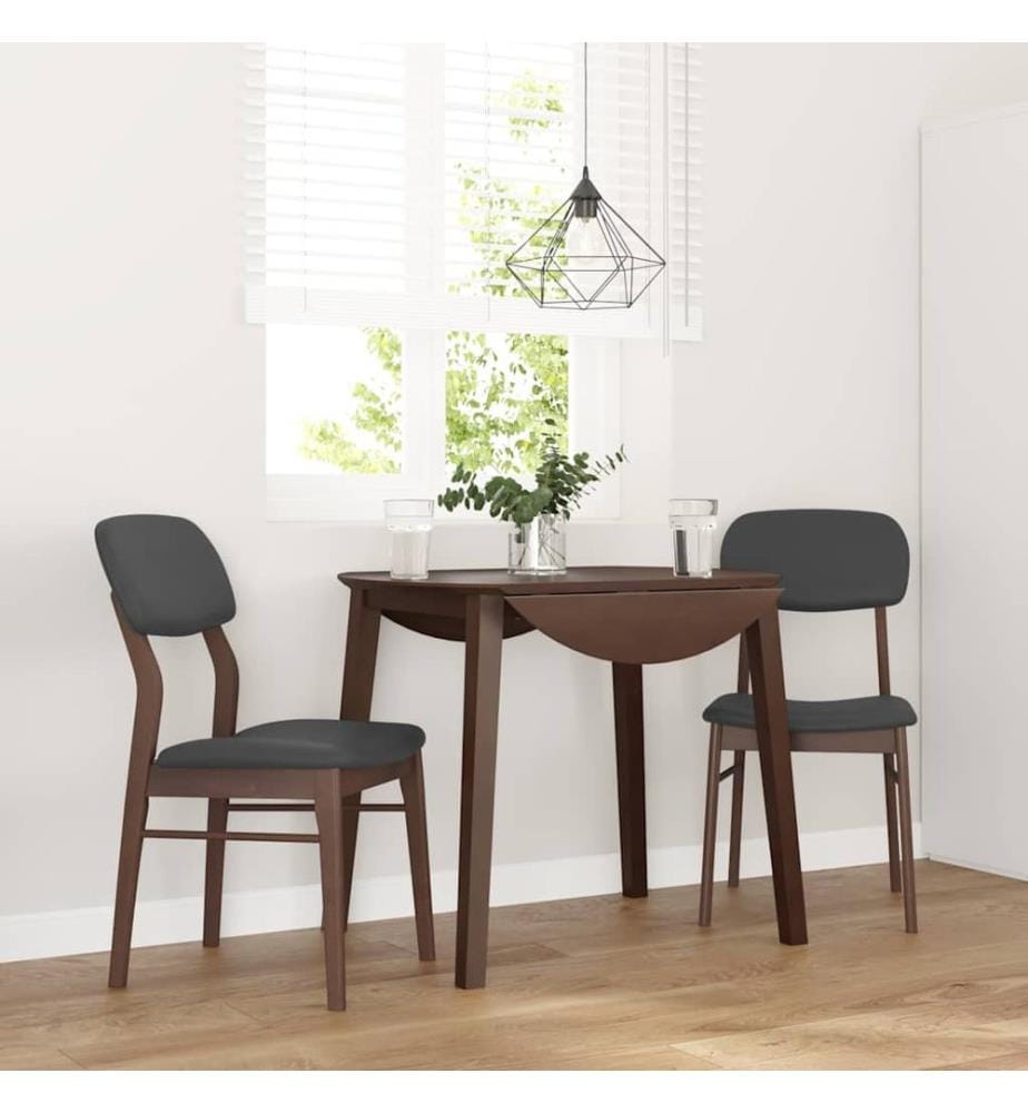 Chaises à manger coussins 2 pcs marron bois massif caoutchouc